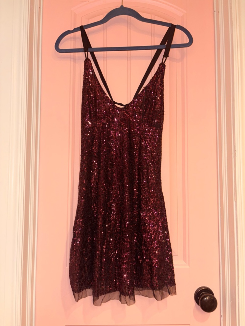 Free People Sequin Mini Dress in Wine